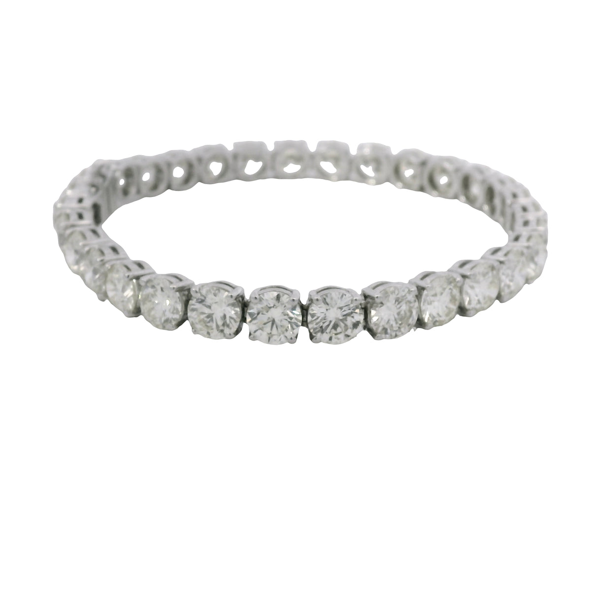 Platinum Natural 22.30 Carat Round Brilliant Cut Diamond Tennis Bracelet