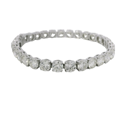 Platinum Natural 22.30 Carat Round Brilliant Cut Diamond Tennis Bracelet