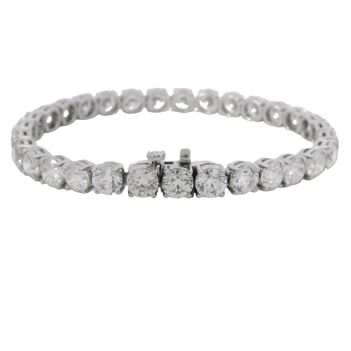 Platinum Natural 22.30 Carat Round Brilliant Cut Diamond Tennis Bracelet