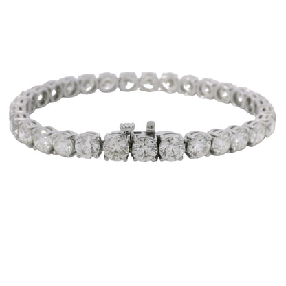 Platinum Natural 22.30 Carat Round Brilliant Cut Diamond Tennis Bracelet