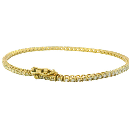 14K Yellow Gold Natural 2.37 Carat Round Brilliant Diamond Tennis Bracelet