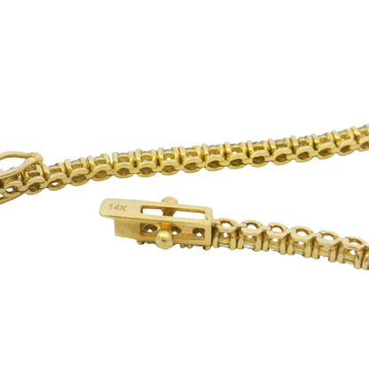 14K Yellow Gold Natural 2.37 Carat Round Brilliant Diamond Tennis Bracelet