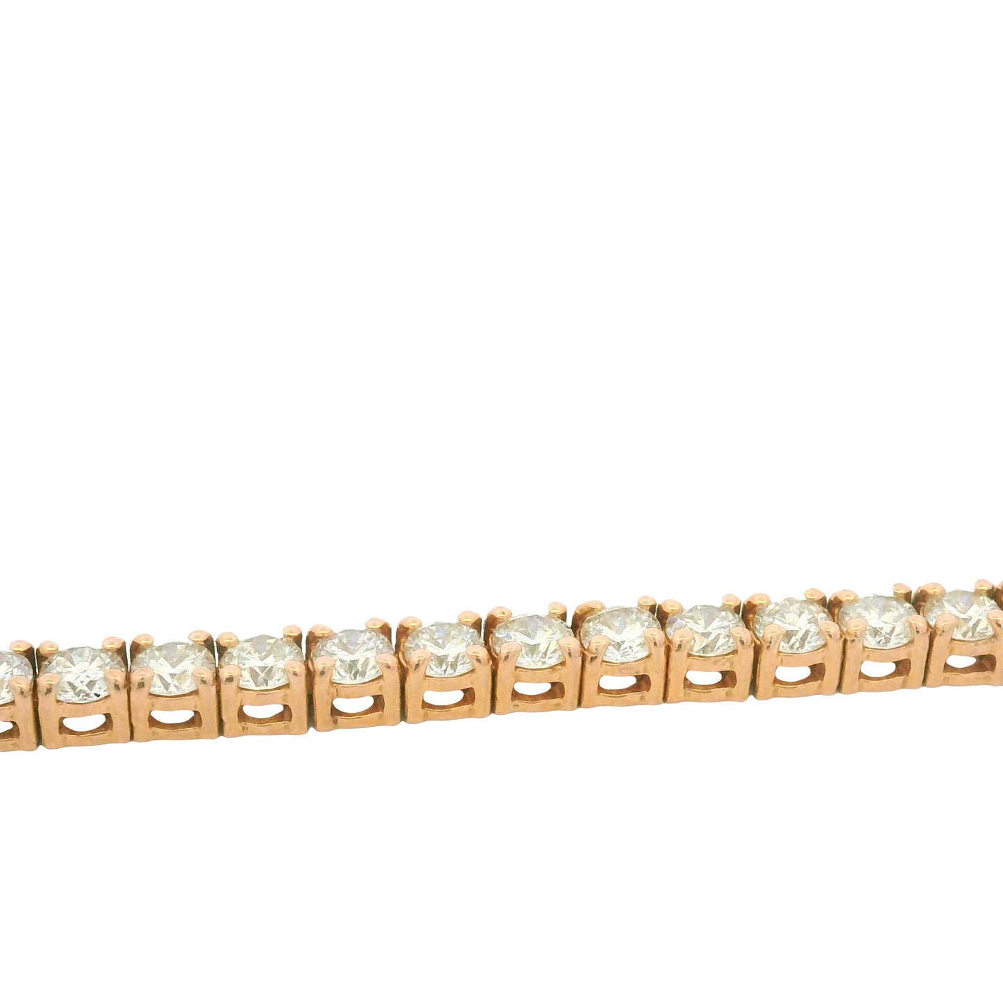 14K Rose Gold Natural Round Brilliant Cut Diamond Tennis Bracelet