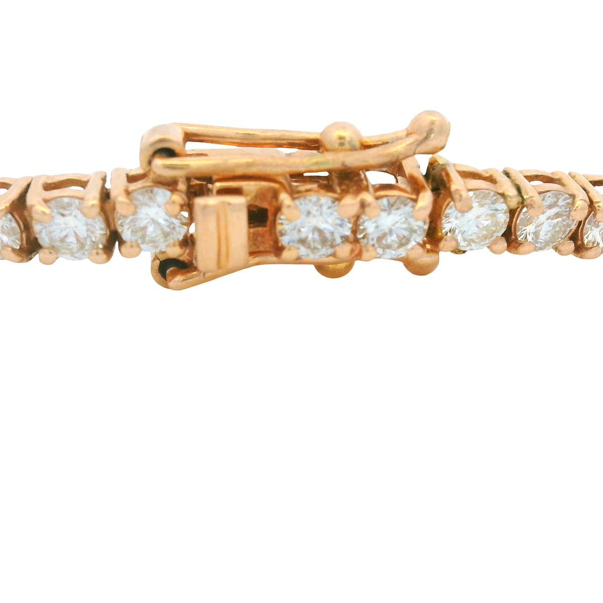 14K Rose Gold Natural Round Brilliant Cut Diamond Tennis Bracelet