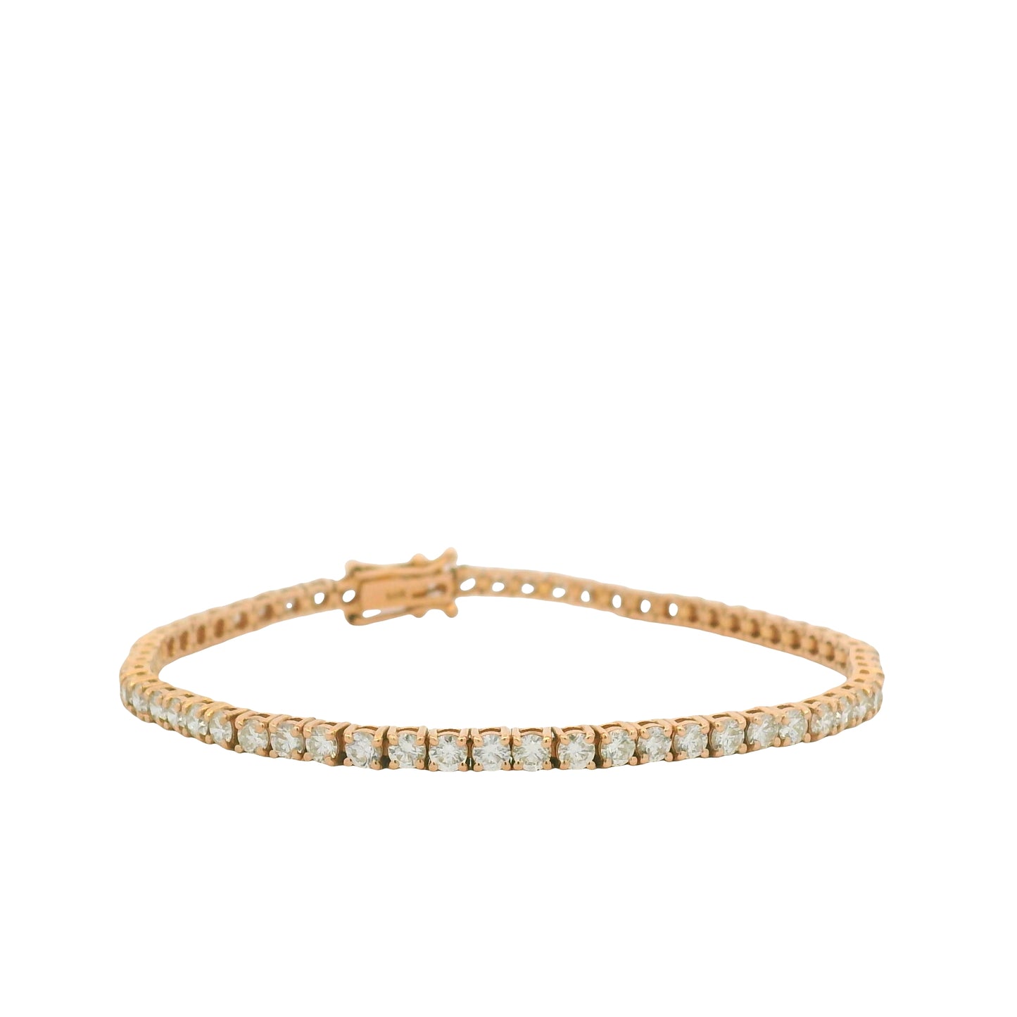 14K Rose Gold Natural Round Brilliant Cut Diamond Tennis Bracelet