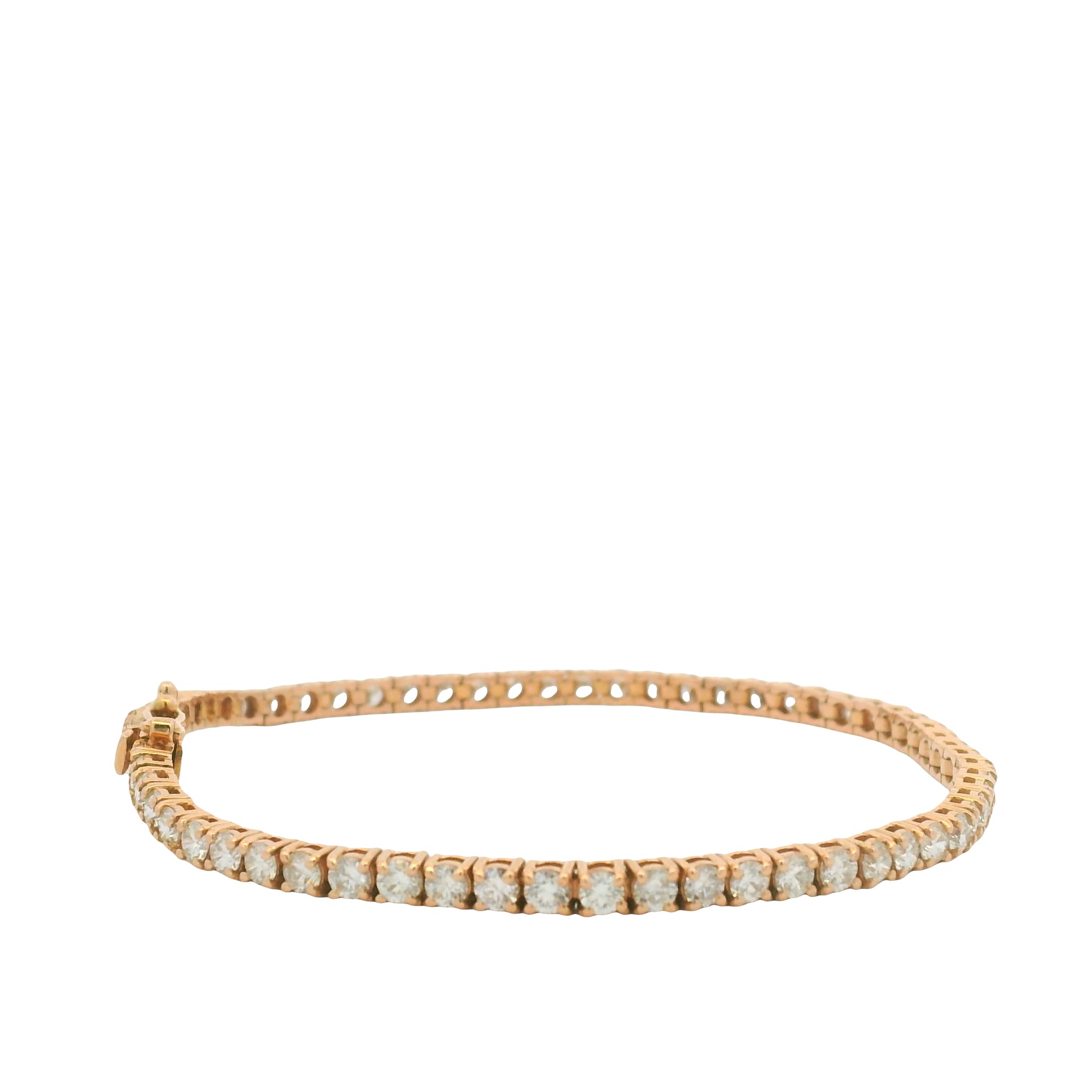 14K Rose Gold Natural Round Brilliant Cut Diamond Tennis Bracelet