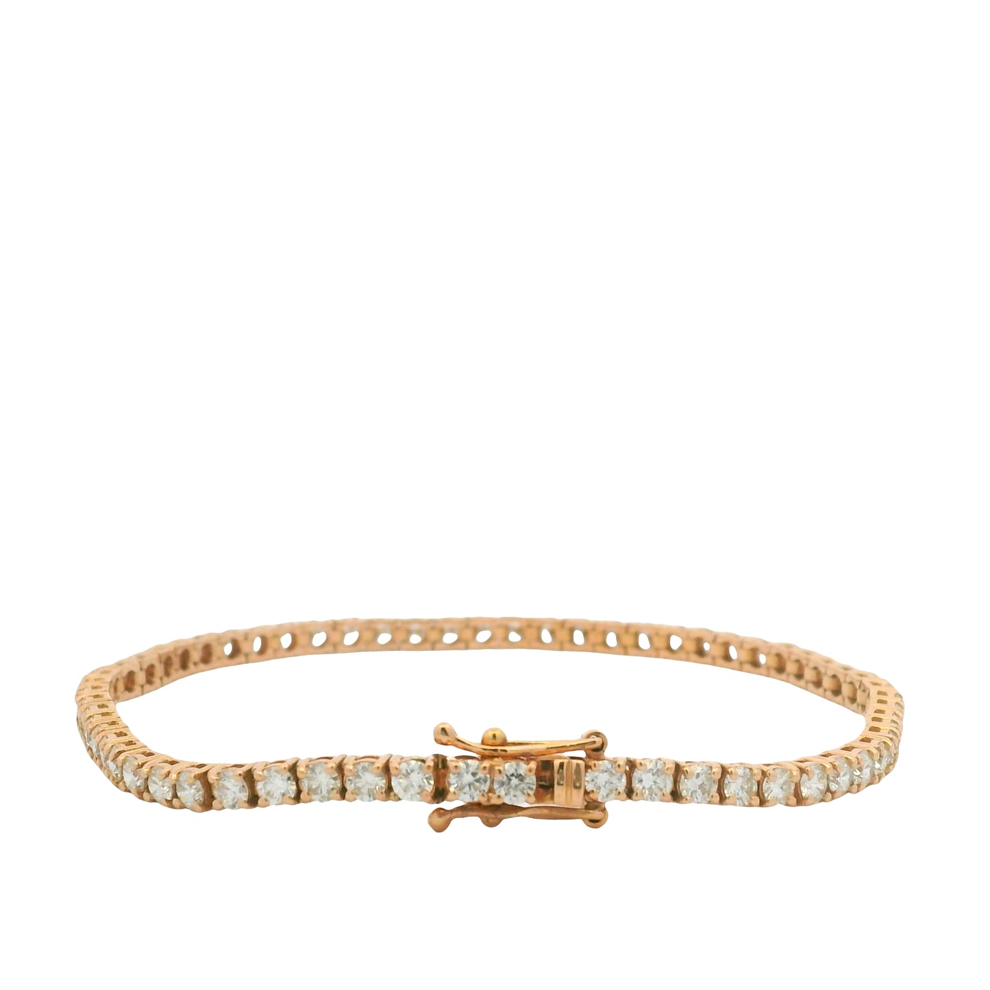 14K Rose Gold Natural Round Brilliant Cut Diamond Tennis Bracelet