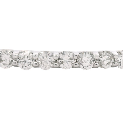 14K White Gold Natural 8.25 Carat Round Brilliant Diamond Bangle Bracelet