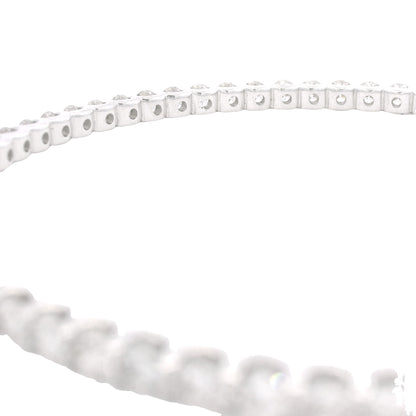 14K White Gold Natural 8.25 Carat Round Brilliant Diamond Bangle Bracelet