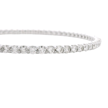 14K White Gold Natural 8.25 Carat Round Brilliant Diamond Bangle Bracelet
