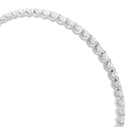 14K White Gold Natural 8.25 Carat Round Brilliant Diamond Bangle Bracelet