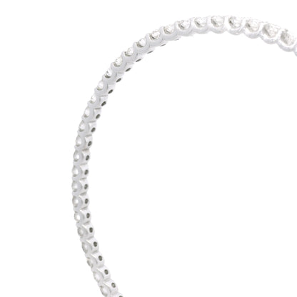 14K White Gold Natural 8.25 Carat Round Brilliant Diamond Bangle Bracelet