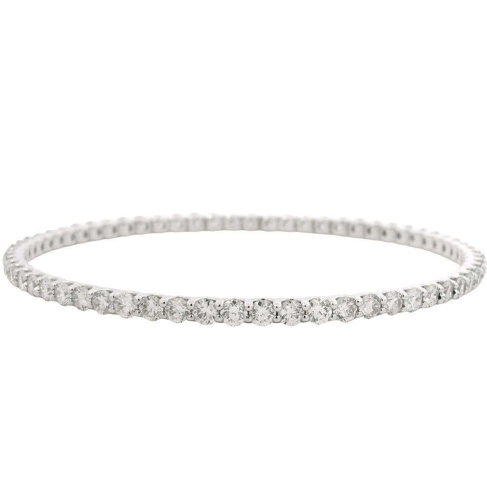 14K White Gold Natural 8.25 Carat Round Brilliant Diamond Bangle Bracelet — product photo 1