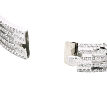 14K White Gold Natural 8.40 Carat Oval & Round Diamond Wide Bangle Bracelet