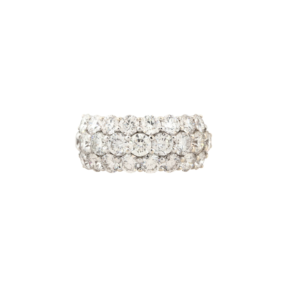 18k White Gold 5.78ctw Three Row Pavé Diamond Wedding Band
