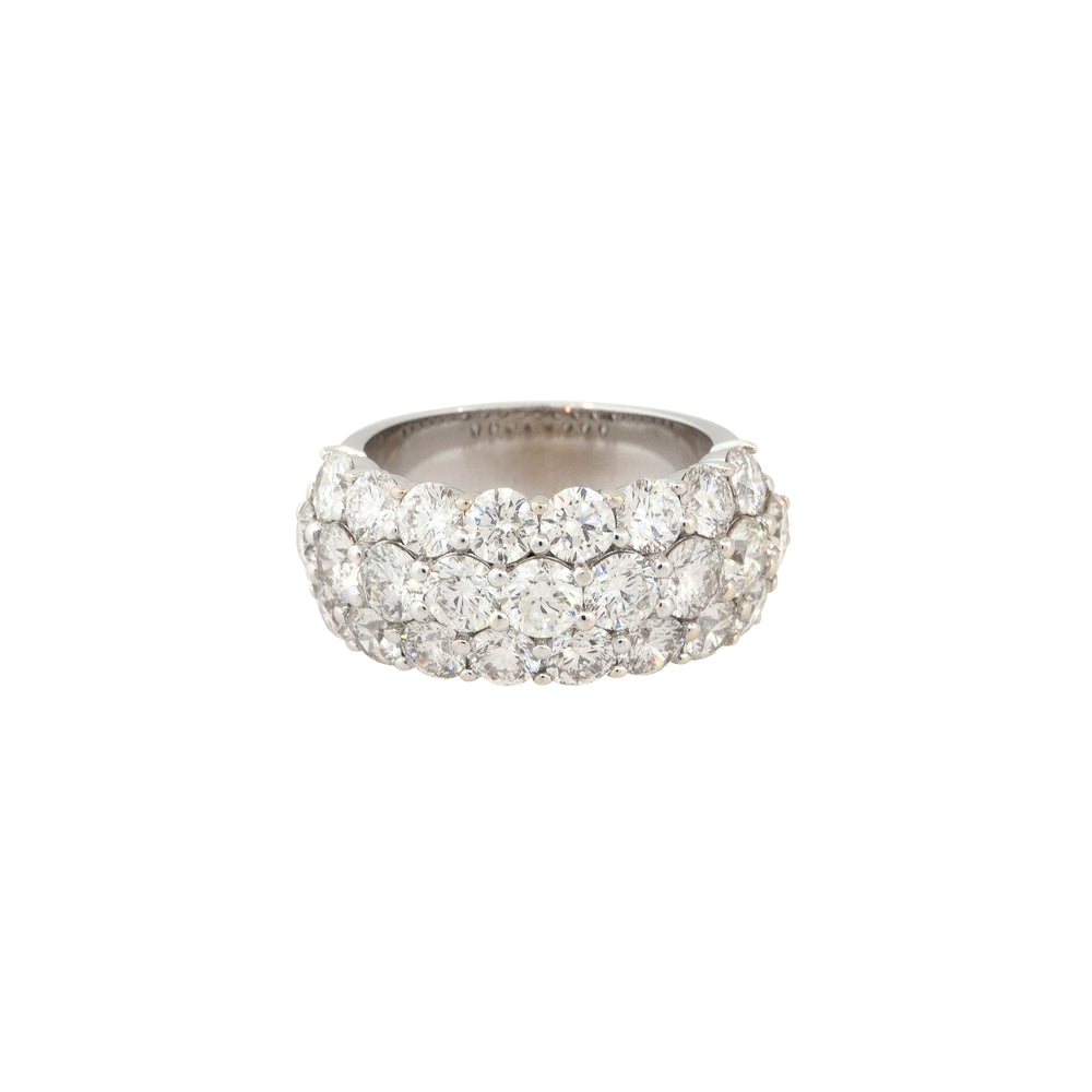 18k White Gold 5.78ctw Three Row Pavé Diamond Wedding Band