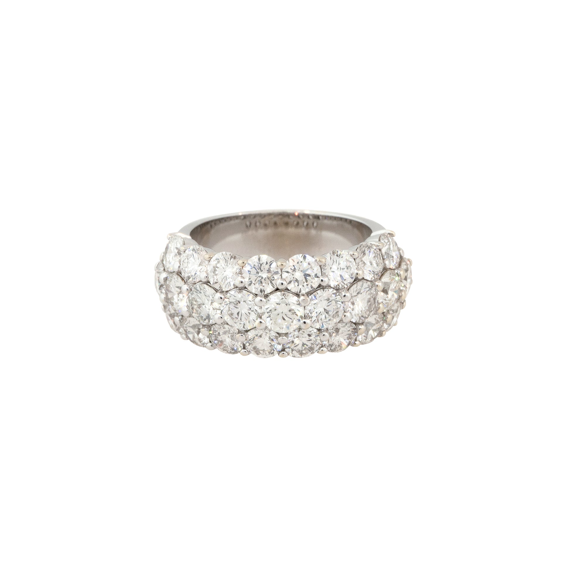 18k White Gold 5.78ctw Three Row Pavé Diamond Wedding Band