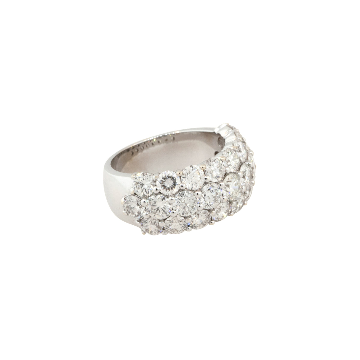 18k White Gold 5.78ctw Three Row Pavé Diamond Wedding Band