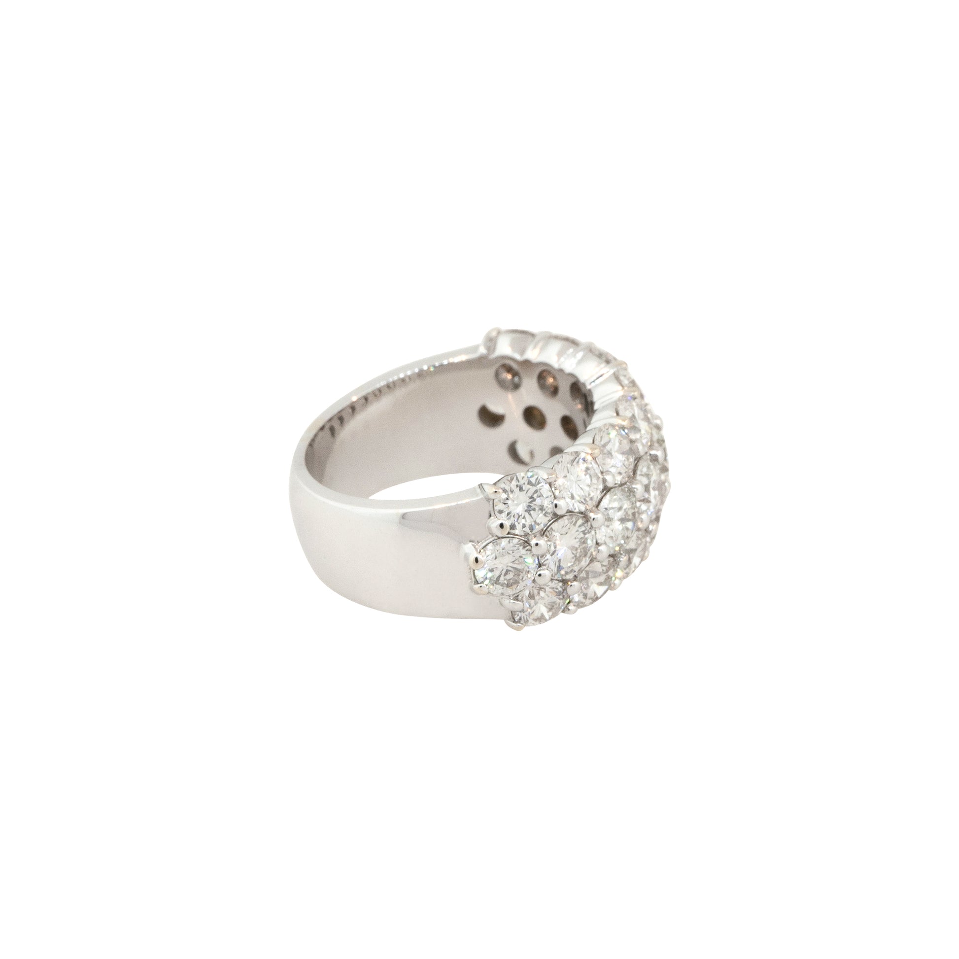 18k White Gold 5.78ctw Three Row Pavé Diamond Wedding Band
