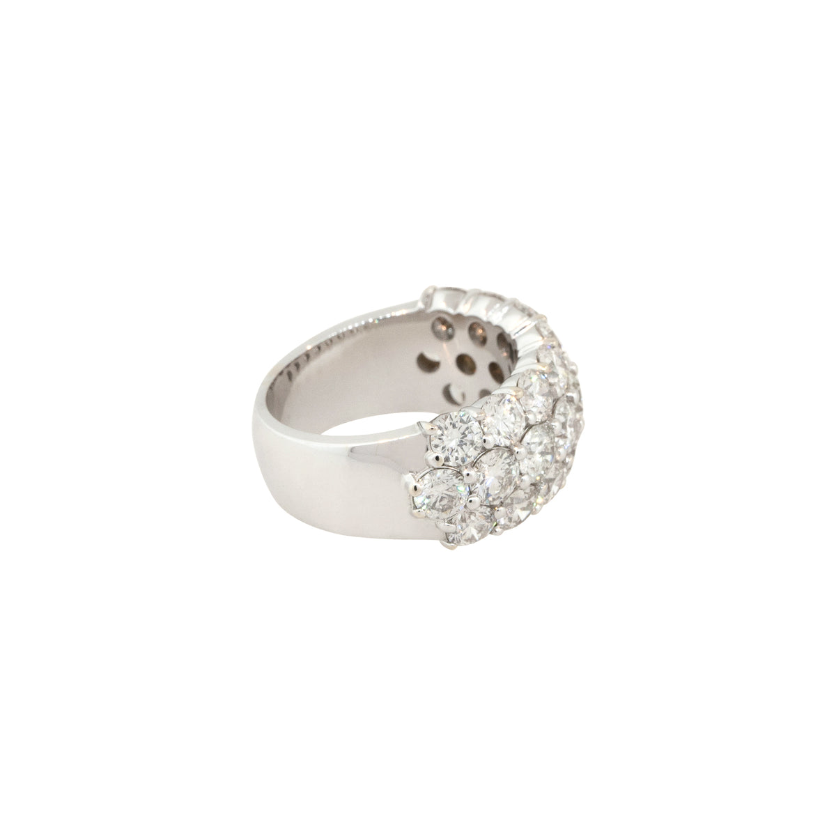 18k White Gold 5.78ctw Three Row Pavé Diamond Wedding Band