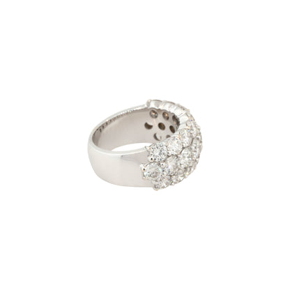 18k White Gold 5.78ctw Three Row Pavé Diamond Wedding Band