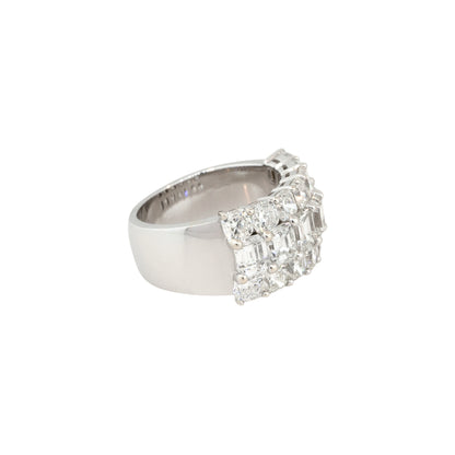 18k White Gold 6.11ctw Round and Emerald Cut Half-Way Diamond Band