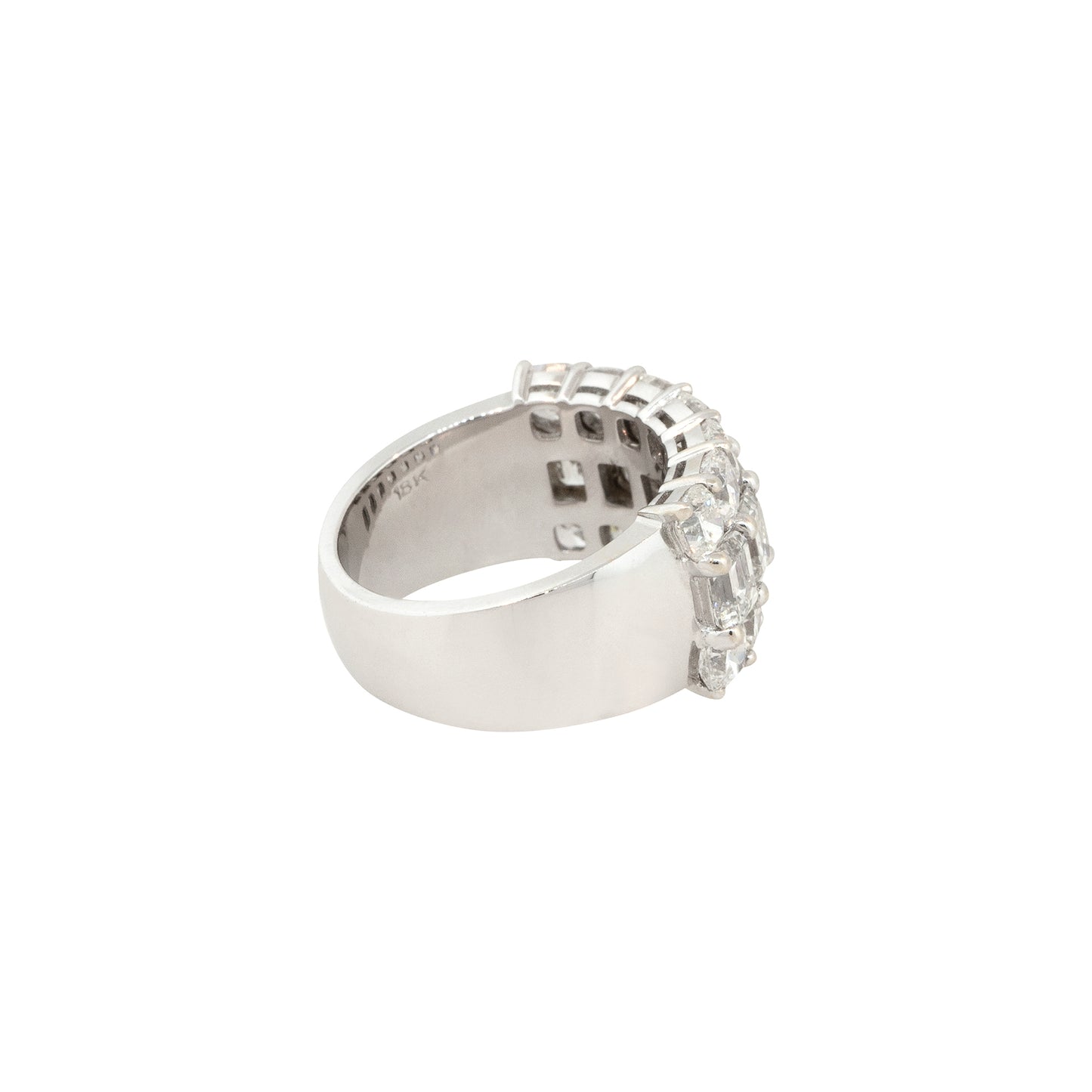 18k White Gold 6.11ctw Round and Emerald Cut Half-Way Diamond Band