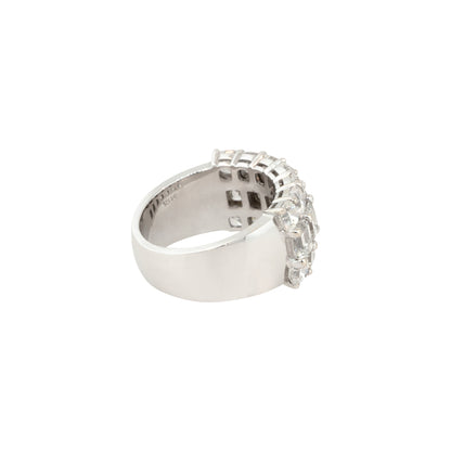 18k White Gold 6.11ctw Round and Emerald Cut Half-Way Diamond Band
