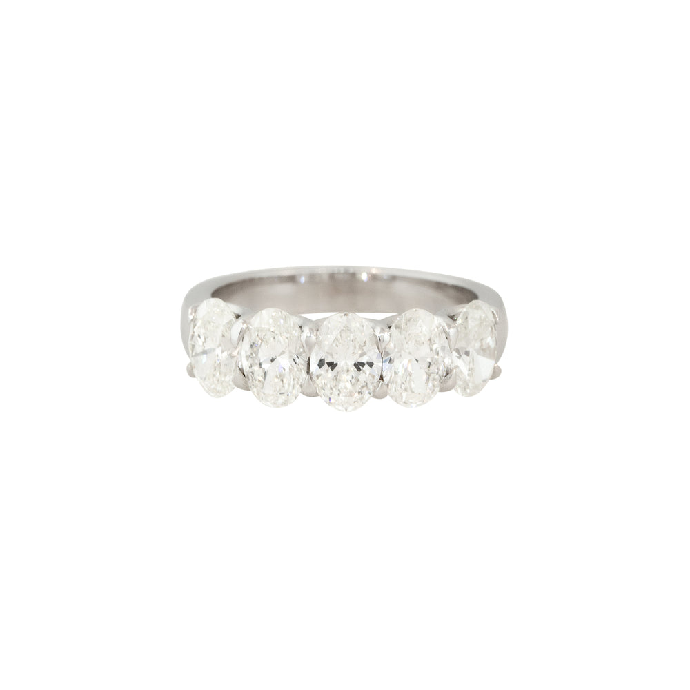 14k White Gold 2.57ctw Oval Shaped 5 Diamond Wedding Band