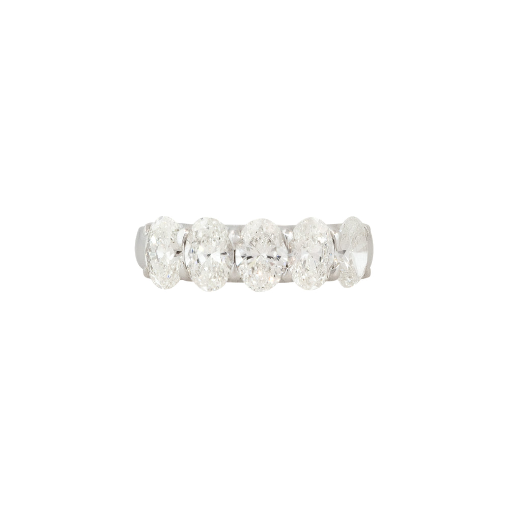 14k White Gold 2.57ctw Oval Shaped 5 Diamond Wedding Band