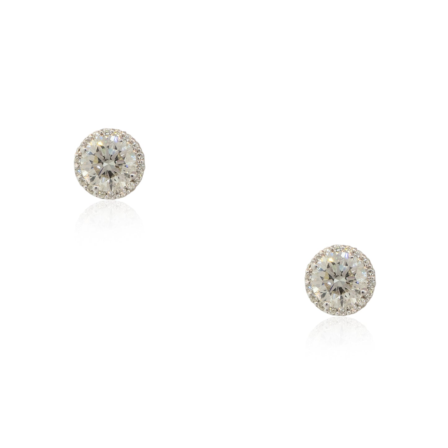 14k White Gold 2.69ctw Halo Diamond Stud Earrings