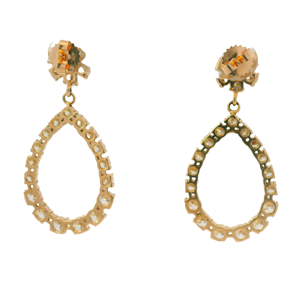 14K Rose Gold Natural 5.88 Carat Round Diamond Flower Drop Earrings