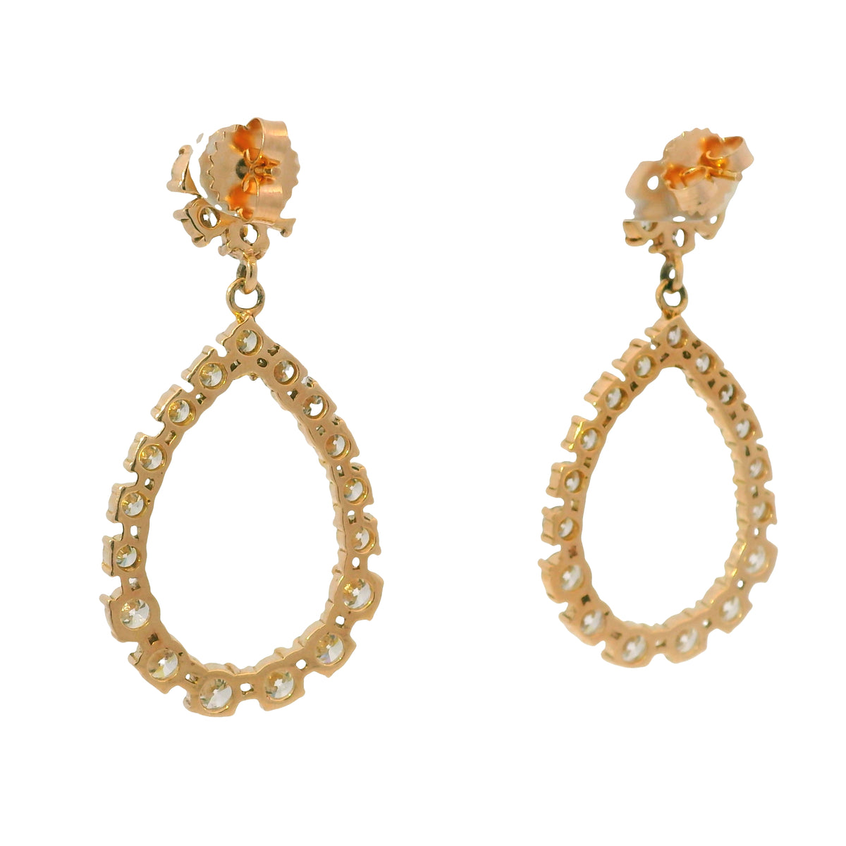 14K Rose Gold Natural 5.88 Carat Round Diamond Flower Drop Earrings