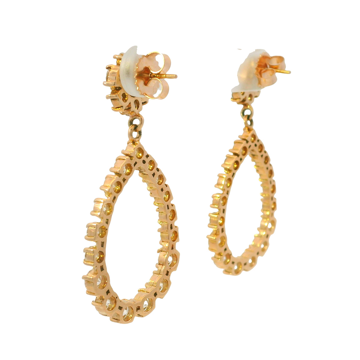 14K Rose Gold Natural 5.88 Carat Round Diamond Flower Drop Earrings