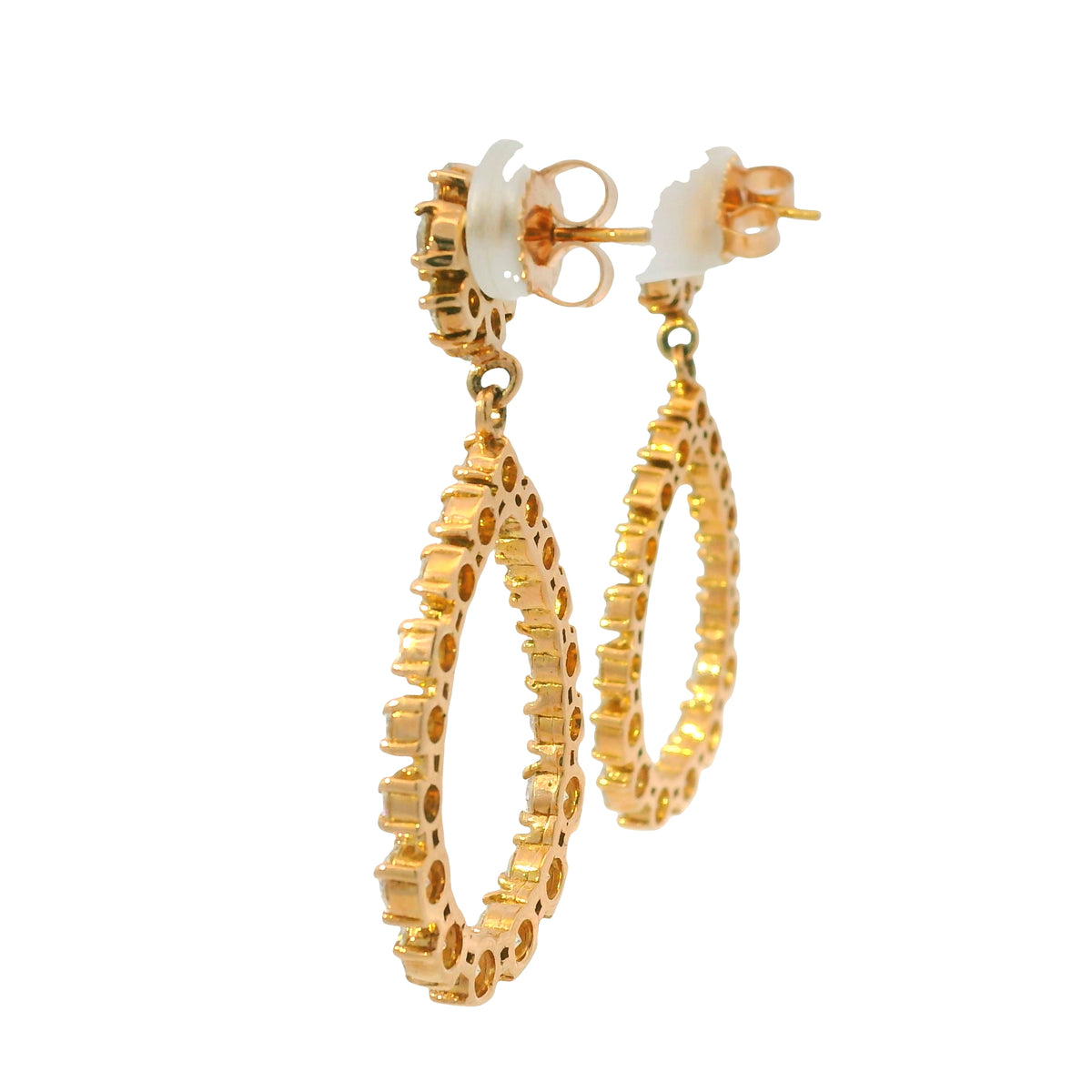 14K Rose Gold Natural 5.88 Carat Round Diamond Flower Drop Earrings