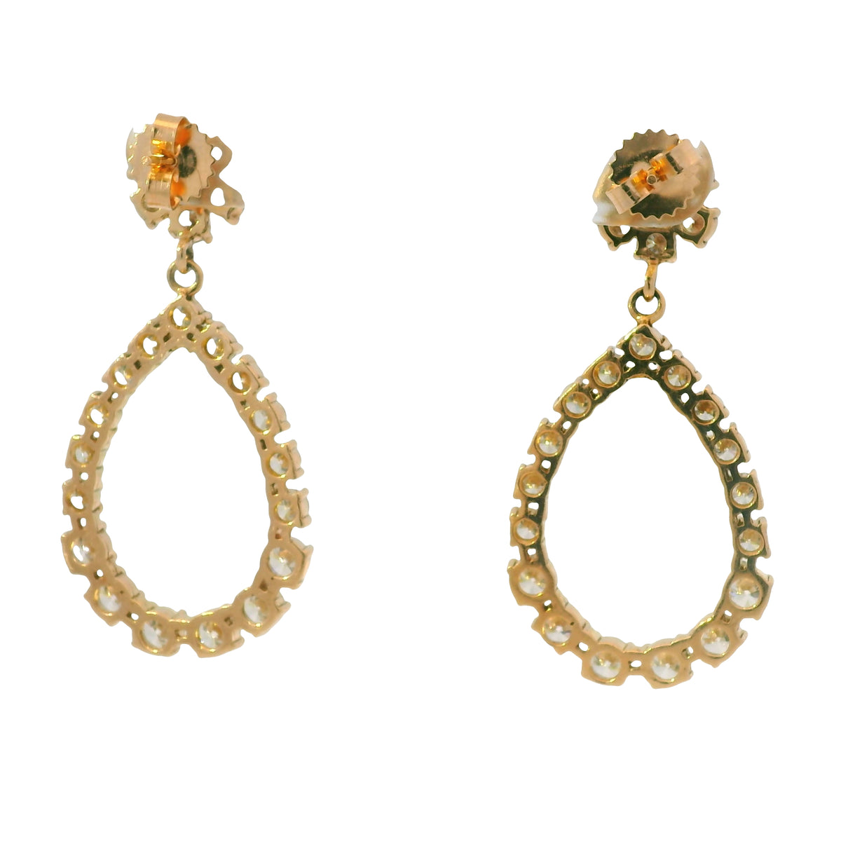 14K Rose Gold Natural 5.88 Carat Round Diamond Flower Drop Earrings