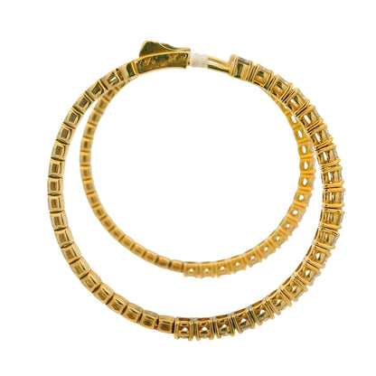 14K Yellow Gold Natural 3.94 Carat Round Brilliant Diamond Large Hoop Earrings