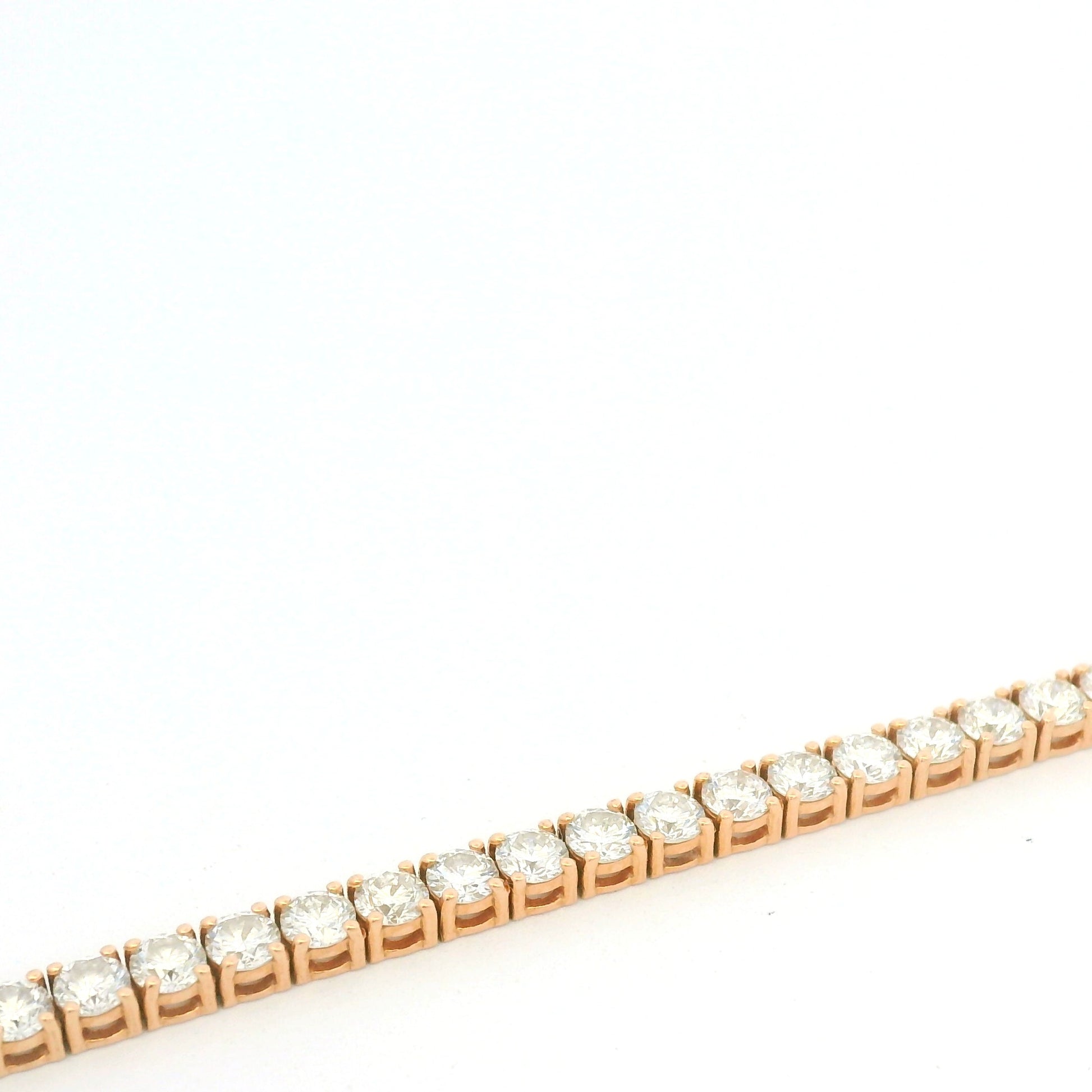14K Rose Gold Natural 5.02 Carat Round Brilliant Cut Diamond Tennis Bracelet