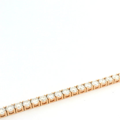 14K Rose Gold Natural 5.02 Carat Round Brilliant Cut Diamond Tennis Bracelet