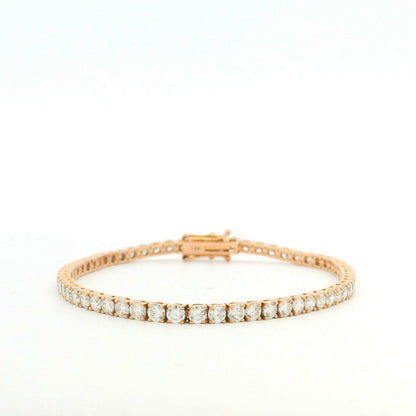 14K Rose Gold Natural 5.02 Carat Round Brilliant Cut Diamond Tennis Bracelet
