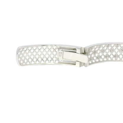 18K White Gold Natural Round Brilliant Diamond Open Bangle Cuff Bracelet
