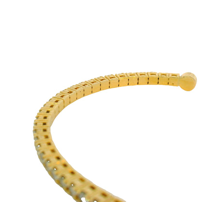 14K Yellow Gold Natural 2.08 Carat Diamond Cuff Bangle Bracelet