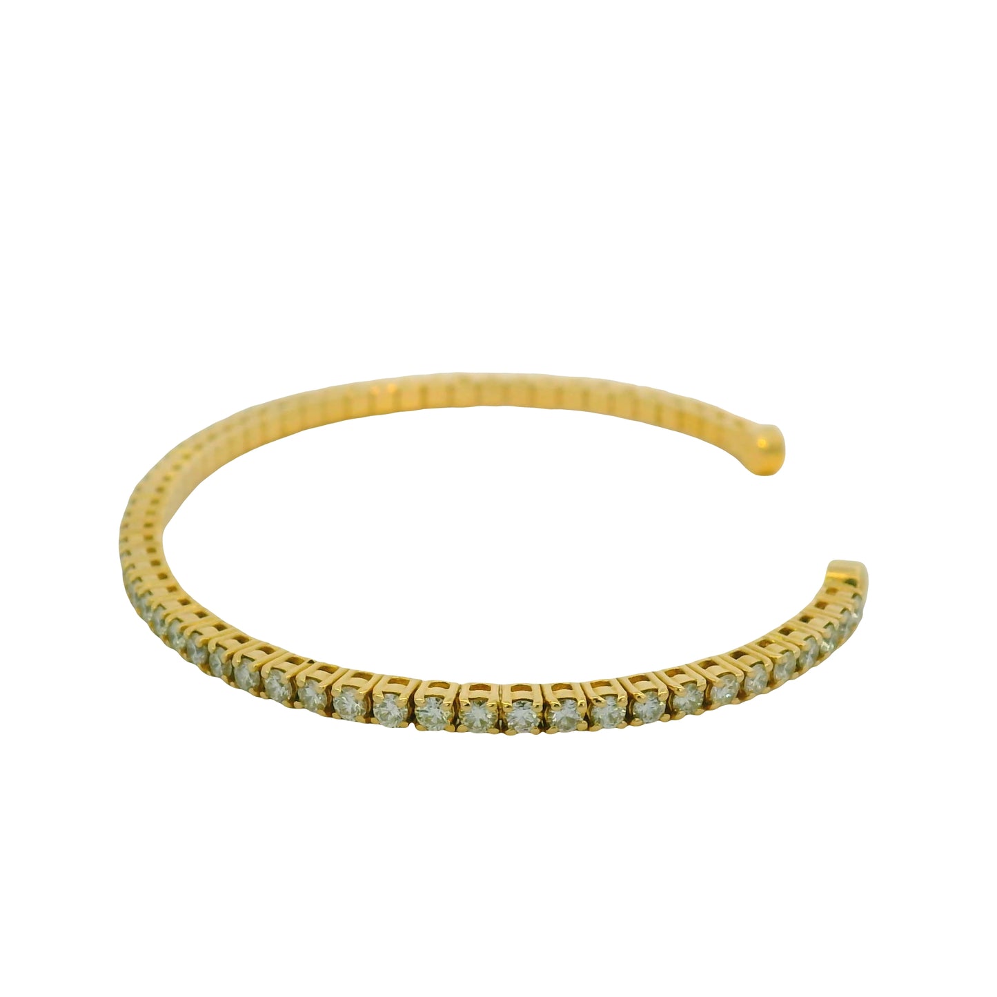 14K Yellow Gold Natural 2.08 Carat Diamond Cuff Bangle Bracelet