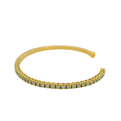 14K Yellow Gold Natural 2.08 Carat Diamond Cuff Bangle Bracelet