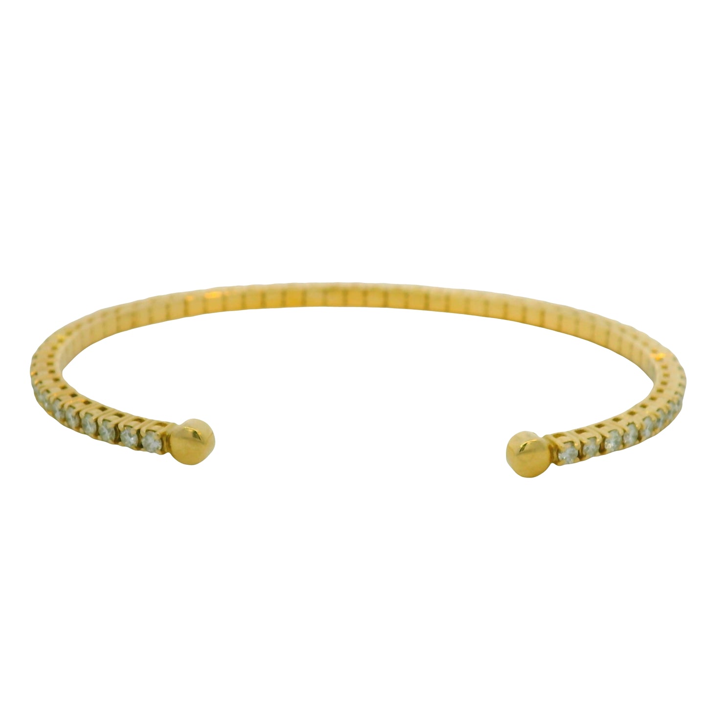 14K Yellow Gold Natural 2.08 Carat Diamond Cuff Bangle Bracelet