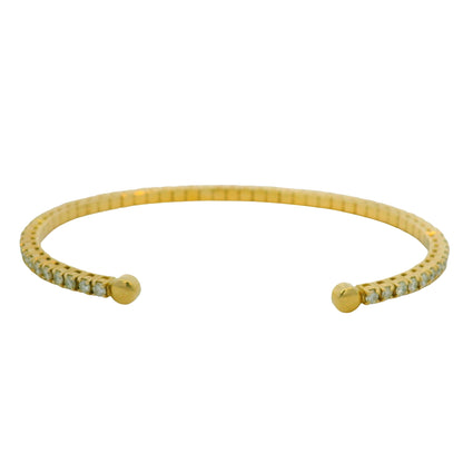 14K Yellow Gold Natural 2.08 Carat Diamond Cuff Bangle Bracelet