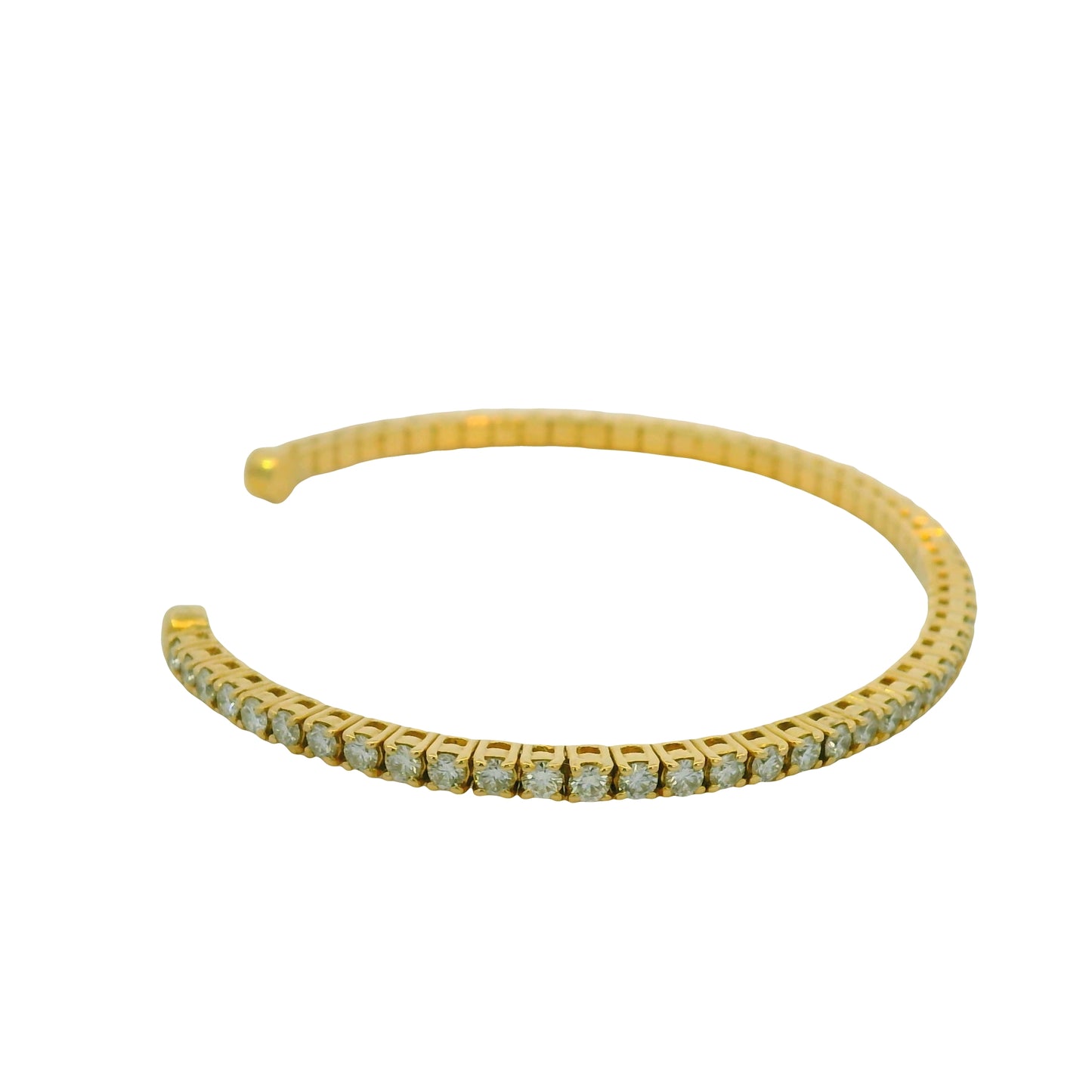 14K Yellow Gold Natural 2.08 Carat Diamond Cuff Bangle Bracelet