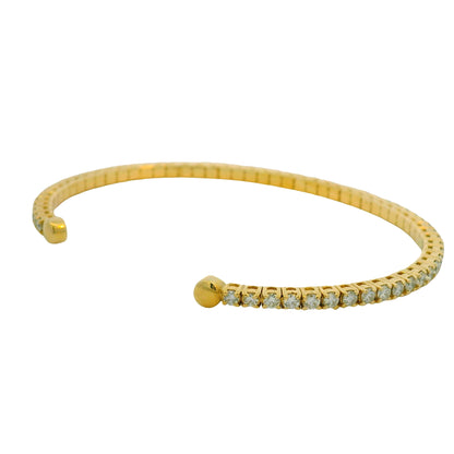 14K Yellow Gold Natural 2.08 Carat Diamond Cuff Bangle Bracelet
