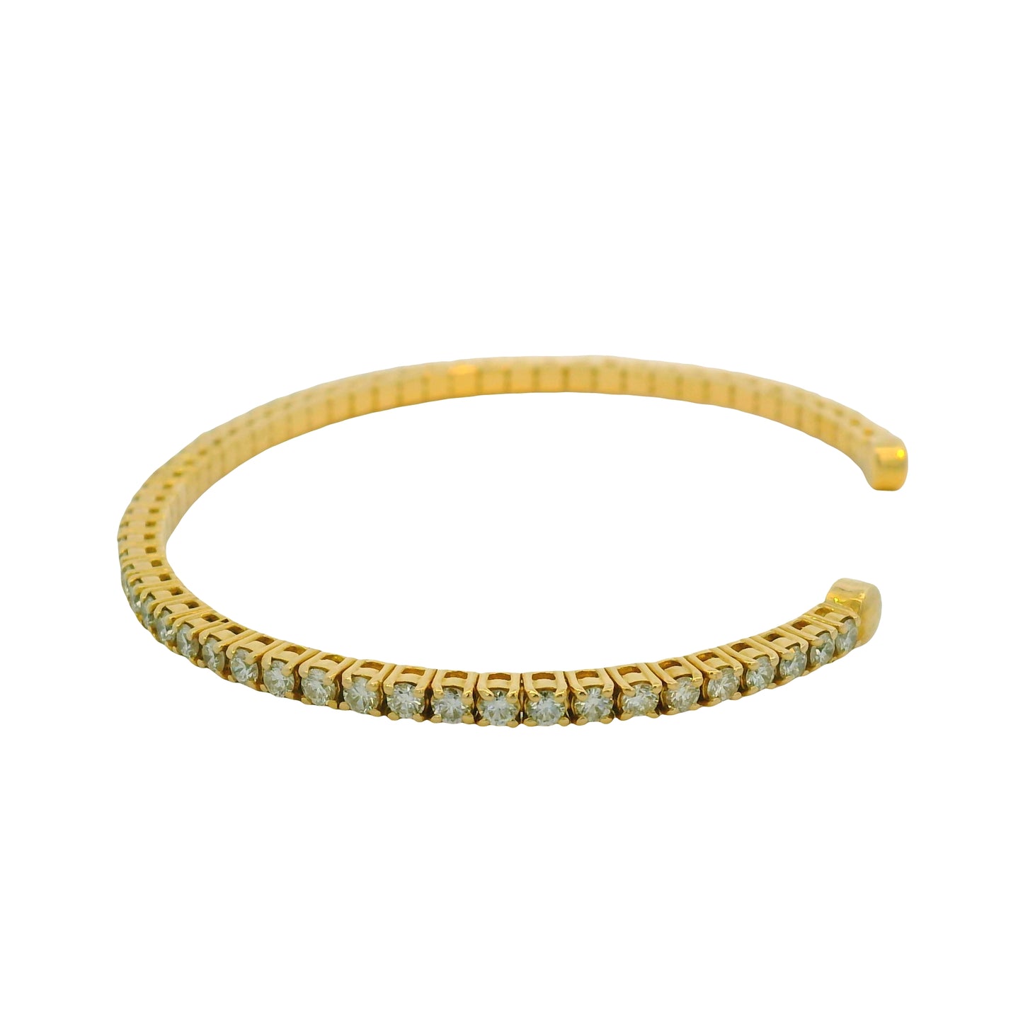 14K Yellow Gold Natural 2.08 Carat Diamond Cuff Bangle Bracelet