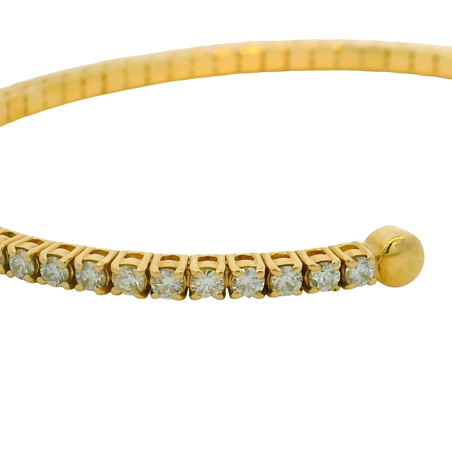 14K Yellow Gold Natural 2.08 Carat Diamond Cuff Bangle Bracelet